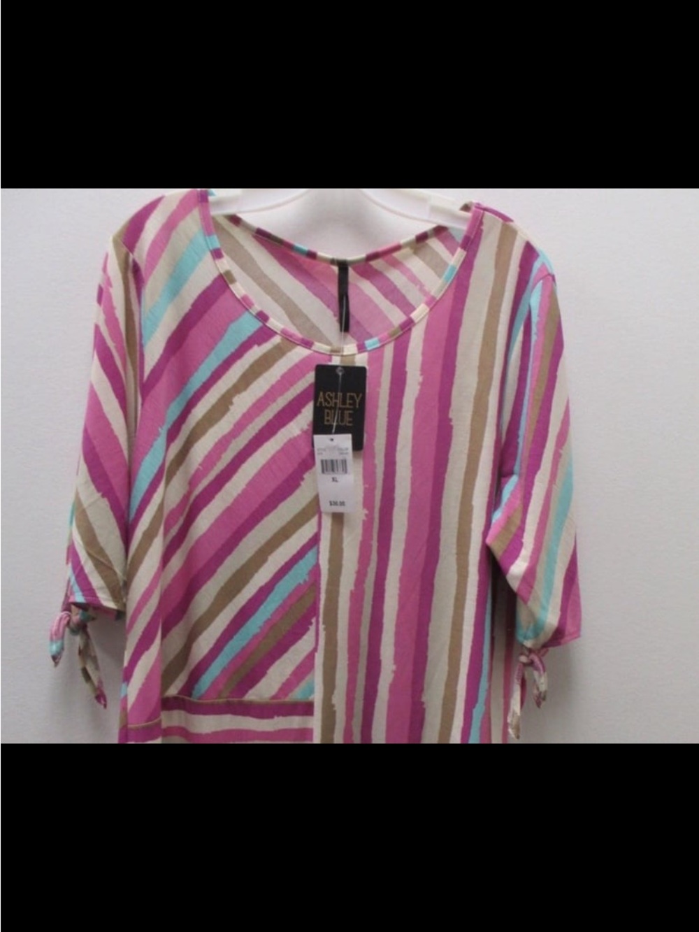 Ashley Blue Orchid & Pink Striped Scoop Neck Top